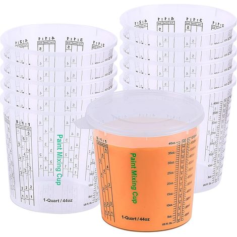 Gobelet De Mélange - 12 Pièces - Polypropylène - Gradué Et Résistant - Pour Résine Et Peinture - 1300ml Avec 3 Couvercles (1/5)