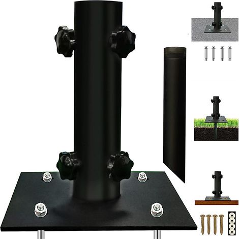 Support de parasol métallique multifonctionnel pour cour, jardin, terrasse ou porche  support portable robuste avec socle (1/5)