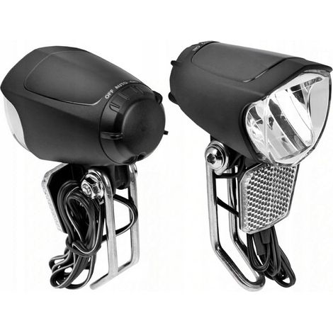 Luz delantera para bicicleta con dinamo LED, encendido/apagado, 70 lux. (1/4)