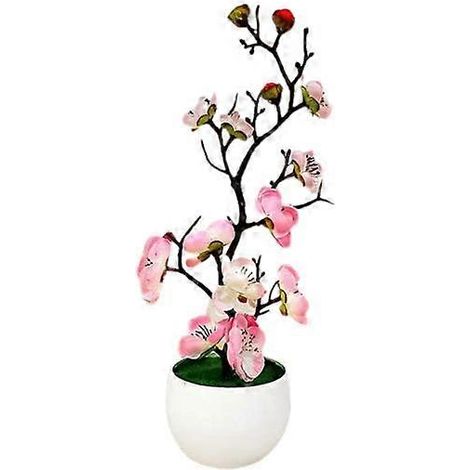 Bonsaï artificiel en soie anti-décoloration, jolie fleur de prunier artificielle (1/5)
