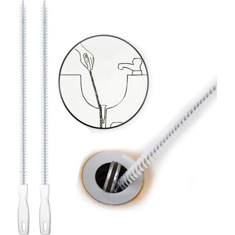 Set mit 2 Bürsten zur Reinigung von Spülbeckenüberläufen, Haarfänger für Haushaltsabflüsse, Reinigungswerkzeug zur Beseitigung von Abflussverstopfungen (1/5)