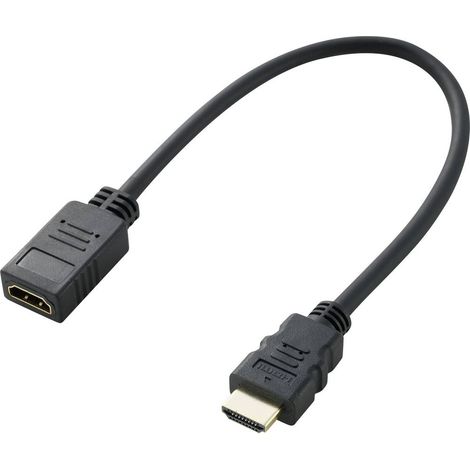 SpeaKa Professional HDMI Prolunga Spina HDMI-A, Presa HDMI-A 0.30 m Nero SP-7870100 UHD 4K,, Canale di ritorno, contatt (1/3)