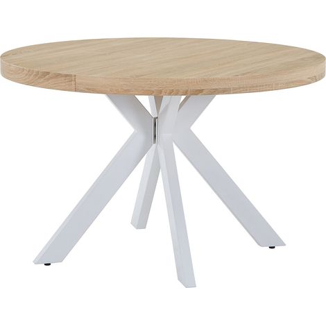 Tavolo da pranzo allungabile da 4 a 8 coperti in MDF e Acciaio Naturale chiaro e bianco - KOMONI
