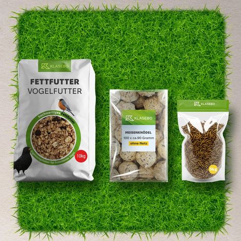 Set Alimentation hivernale oiseaux sauvages 40kg – Alimentation à épandre 25kg, larves de mouches soldats noires séchées 5kg, Mélange suif haute énergie 10kg (1/3)