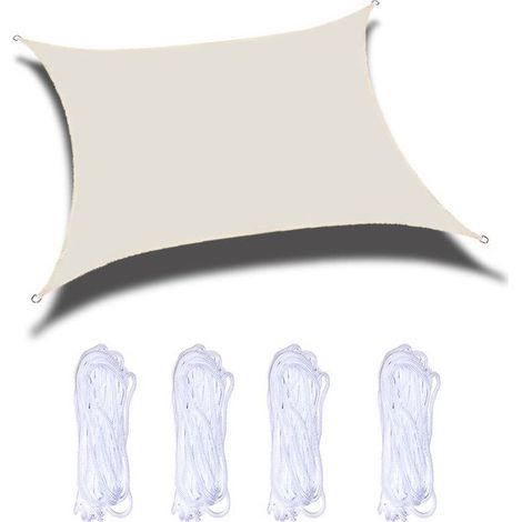 Rechteckiges Sonnensegel 3x4 Meter, wasserdicht, UV-beständig, für Garten, Terrasse oder Balkon, Creme (1/4)