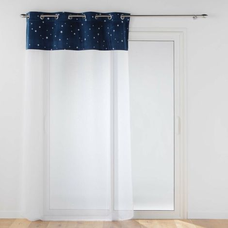 Voilage grande hauteur a oeillets 140 x 280 cm Velours phosphorescent Moonlight Bleu (1/3)