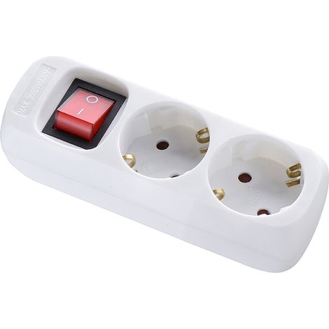 Base múltiple con interruptor - Blanco - 1,5 m - 2T