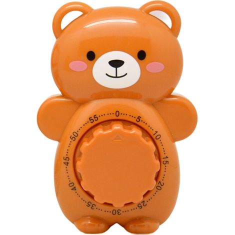 Minuteur de cuisine mécanique 60 minutes en forme d'ourson mignon, avec alarme et volume sonore élevé.