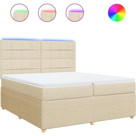 Maison Exclusive - Giroletto a Molle con Materasso Crema 200x200 cm in Tessuto