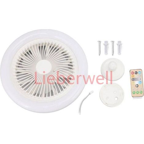 9.8-Inch Ceiling LIEBERWELL Fan Light 36W, Small E27 LED Fan Lamp, Quiet, 86-265V, 3 Speeds, 3 Light Colors, Timer, White (1/4)