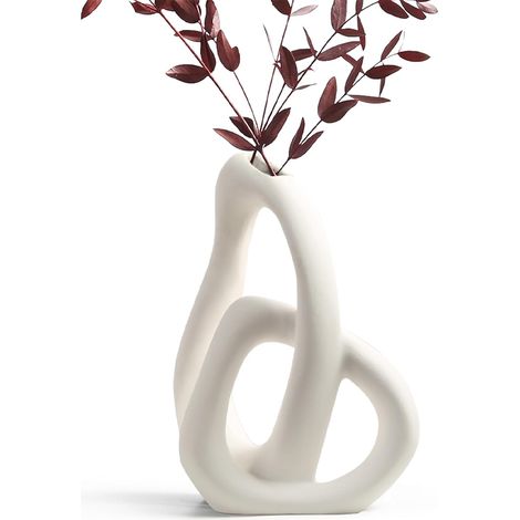 Moderne weiße Keramikvase, ästhetische und minimalistische Inneneinrichtung für Wohnzimmer, Schlafzimmer und Küche (weiß) (1/5)