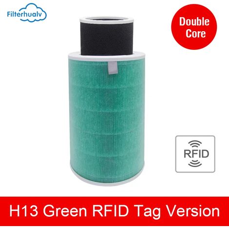 Filtre à air double (vert - Chine continentale) compatible avec les purificateurs d'air Xiaomi Mi 1, 2, 2S, 2C, 2H, 3, 3C et 3H. Filtre HEPA au charbon actif H13, antibactérien et anti-aldéhyde. (1/4)