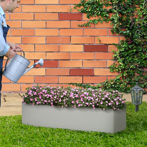 Jardinière acier Outsunny 91 x 22 x 22 cm gris pot à herbes aromatiques