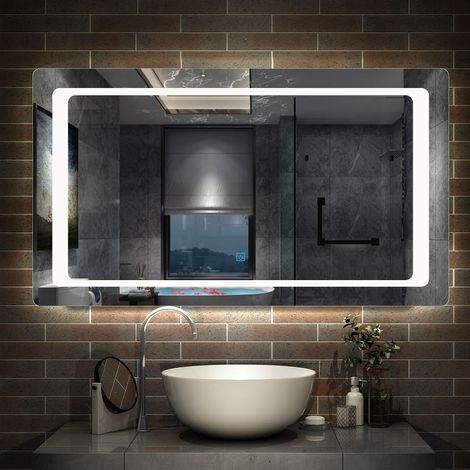 Fog Free Bathroom Mirror with Lights Wall Mounted IP44 Rated - 1200x700 Single Touch Sensor