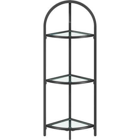 Étagère d’angle moderne porte-plantes 28 x 28 x 95,2 cm design épuré salon en métal noir (1/2)