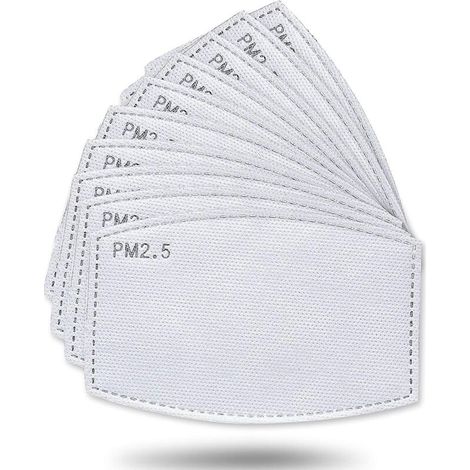 Lot de 50 filtres à charbon actif à 5 couches remplaçables, en tissu non tissé, PM2.5, pour femmes, hommes et enfants, format 12 x 8 cm (1/5)