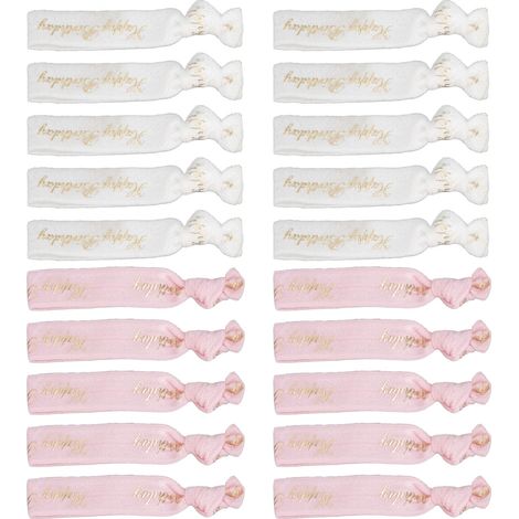 20 élastiques à cheveux roses et blancs, bonne élasticité, jolis bandeaux pour coiffure, accessoires cadeaux anniversaire (1/5)