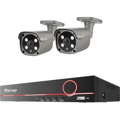Système de Caméra de Surveillance, Résolution Vidéo 4K, Technologie de Détection par IA, 8CH 2Pcs 5MP Caméra, 3T Disque dur intégré-a (1/2)