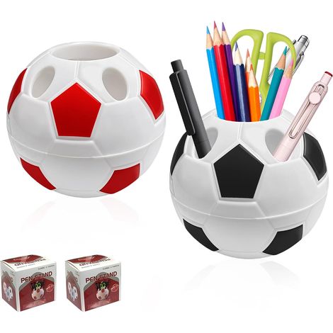 Pot à crayons football, 2 pièces, porte-stylo multifonctionnel et créatif, rangement pour école, bureau, maison. (1/5)