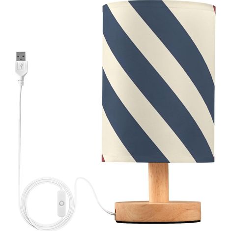 Yuiboo Petite lampe de table à DEL – chevet rayures rouges et (1/5)