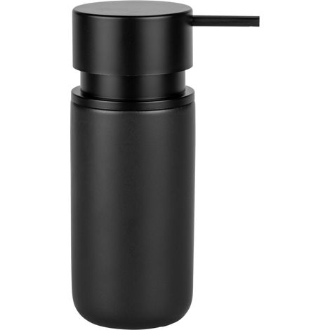 WENKO Seifenspender Silo Schwarz, Keramik Seifenspender 0,25 Liter, Schwarz, Keramik schwarz, Kunststoff (ABS) schwarz