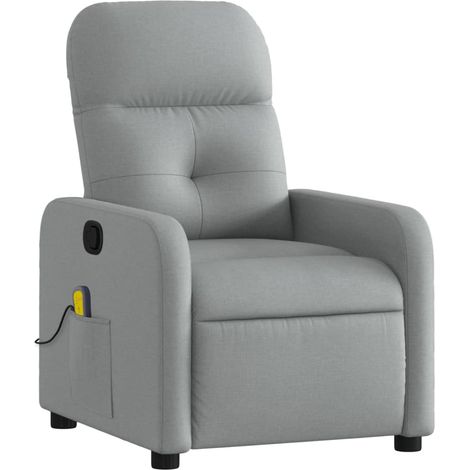 Poltrona relax TV funzione massaggio reclinabile 6 punti massaggio in tessuto grigio chiaro DEC026922