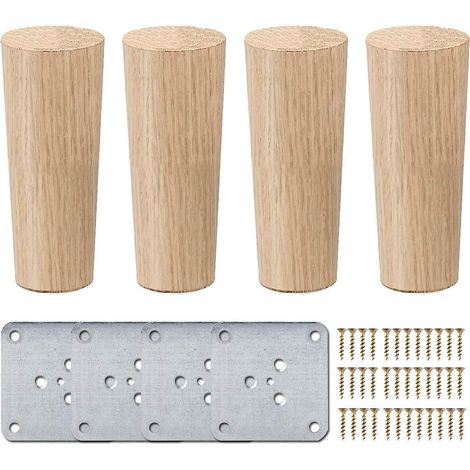 3 Inch Pieds De Meuble Bois Droit, La Vane 4 Pices Pieds De Table En Bois Naturel Rond Avec Vis & Protecture De Plancher Pour Diy Meuble Sofa Fau