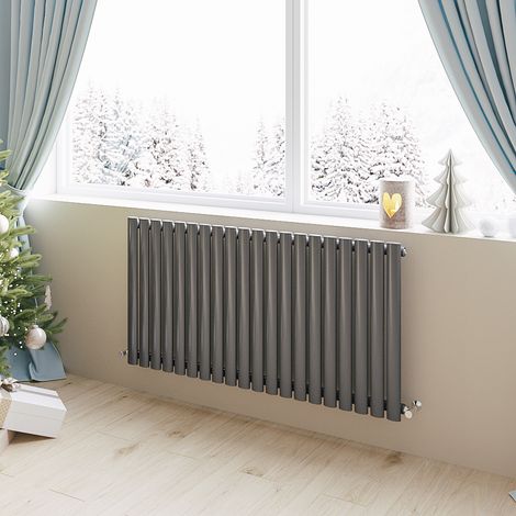 Acezanble Horizontal Oval Column Radiator Central Heating Rad 600x1180mm Single Anthracite