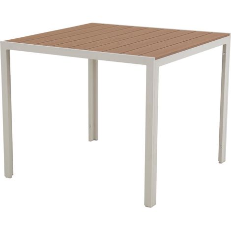 Noah table de jardin 90x90 cm décor teck. (1/4)