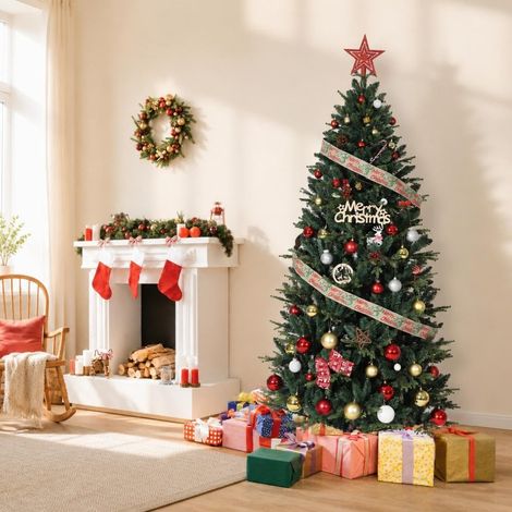 Sapin de Noël Artificiel Nordmann 183 cm, 250 LED, PE/PVC Dense (1/5)