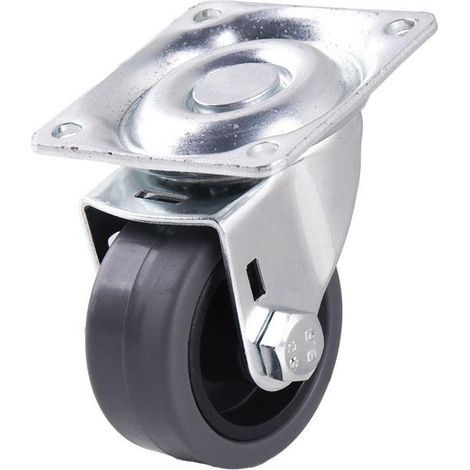 Pack 4 ruedas de goma gris con placa Ø40x18mm para mobiliario (1/4)