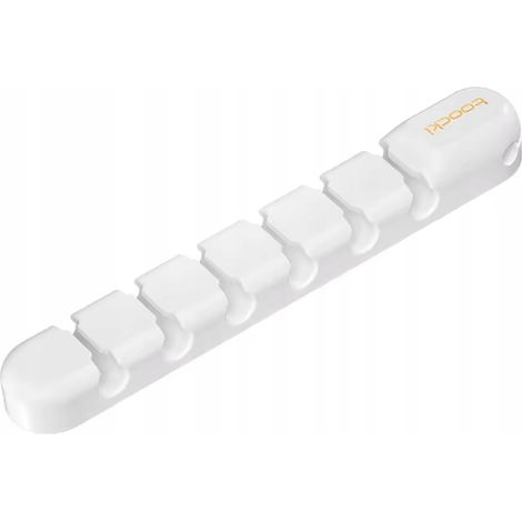 Organizador de escritorio TOOCKI blanco para 7 cables con cinta adhesiva de doble cara (1/5)