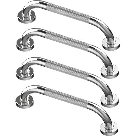 Ensemble de 4 barres d'appui pour toilettes en acier inoxydable de 50 cm, poignées de baignoire avec poignées antidérapantes