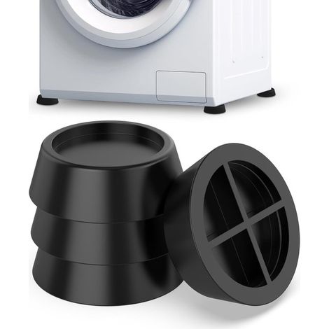 Amortiguadores de vibración de goma Lavadora 4x Secadora Lavavajillas Amortiguador de vibración Accesorio Pieza de repuesto Amortiguador de，Negro