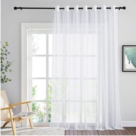 Voilage blanc 200 x 250 cm – Rideaux en voile avec œillets – Filtrage de lumière pour intimité – Installation facile (1/5)