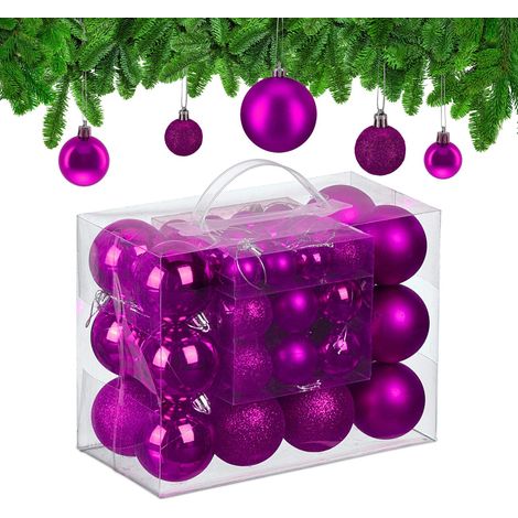 Juego de 50 adornos navideños para árbol de Navidad: mate, brillante y reluciente.