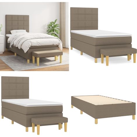 Boxspringbett mit Matratze Taupe 100x200 cm Stoff - Boxspringbett - Doppelbett - Bettenrahmen - Schlafsofa - Wohnraumgestaltung - Home & Living (1/5)