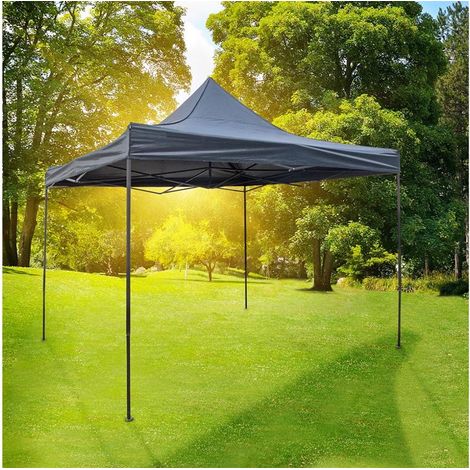 Falt-Pavillon 4x4m, anthrazit wasserabweisend, höhenverst.