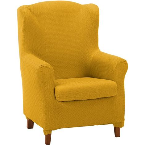 Housse de Fauteuil à Oreilles Duplex matelassée et Ultra-ajustée - Housse de Fauteuil à Oreilles Duplex Extensible, Couleur Or - 100% fabriquée en Espagne (1/4)