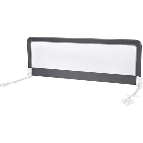 COSTWAY Bettgitter herunterklappbar, Bettschutzgitter hoehenverstellbar, Babybettgitter mit Befestigungsgurt, Rausfallschutz geeignet fuer Doppelmatratzen, Queensize und Kingsize Betten Grau