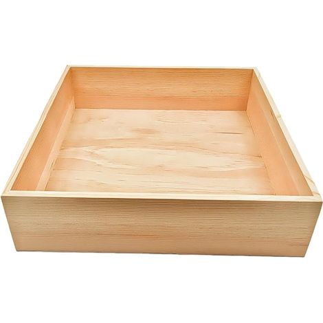 Boîte de rangement carrées en bois brut 25 x 25 x 8 cm Récipient rustique en bois naturel pour la maison le bureau et la décoration du lieu (1/2)