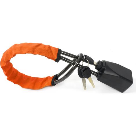 Car steering wheel lock, steering wheel anti-theft device, seat belt buckle lock, steel cable lock, steel wire rope lock, vehicle-mounted - aluminum alloy - orange (1/4)