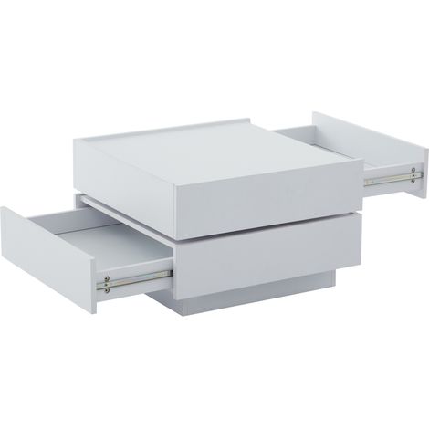 Tavolino da caffè girevole 360° bianco in truciolare 60 x 60 x 38 cm MODENUIT (1/5)
