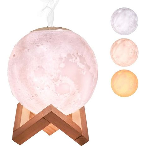Humidificateur d'air Chambre 880ml,Humidificateur 3D Moon avec Fonction Veilleuse,Humidificateur d'air Silencieux USB Pendant 15 à 30 Heures 2 Filtres (1/5)