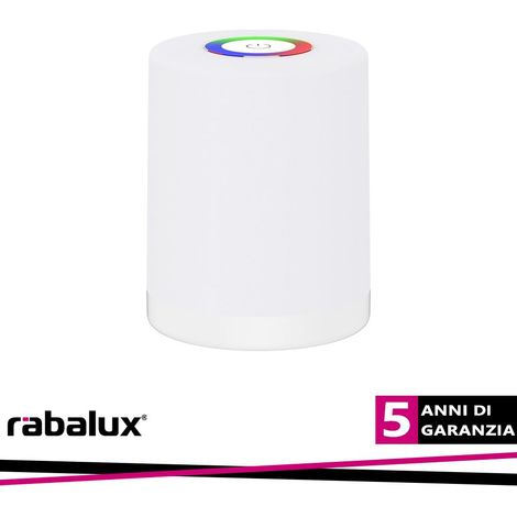 Lampada da notte per bambini, cilindrica, luce calda, LED, 0,8 W RGB, USB-C, dimmerabile, wireless, punte Rabalux (1/3)