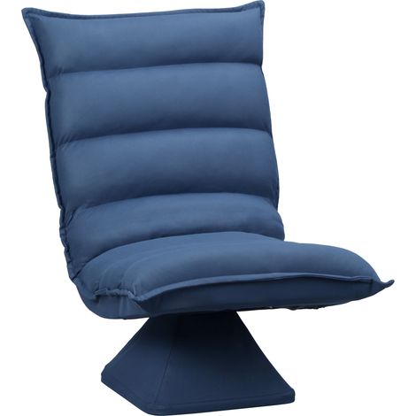 Fauteuil relax pivotant 360° avec dossier inclinable, design capitonné, bleu, 62 x 70 x 95 cm, pour salon ou chambre