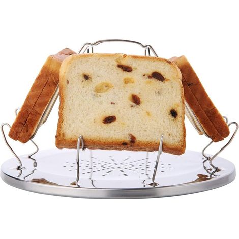 4 Slice Toast Tray Toast Rack,Camping Toaster with Foldable Stand, Portable Foldable Toast Rack for Family Outdoor Gas Stove Picnic (1/5)