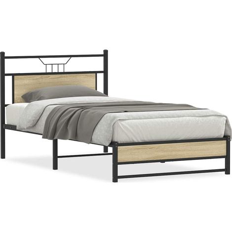 Bettgestell ohne Matratze Sonoma-Eiche 100x190 cm Holzwerkstoff (1/5)