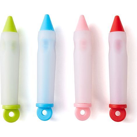 Penna in silicone per scrivere su crema, siringa decorativa in silicone, penna in silicone per scrivere su cioccolato/crema/marmellata, penna per pasticceria adatta per scrivere o decorare (4 pezzi) (1/5)
