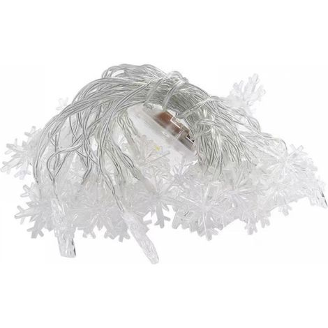 (Warmweiß, 6 m) 40 LED-Weihnachtslichterketten mit Schneeflocken, Dauerlicht und Blinklicht in zwei Modi, Dekoration für drinnen und draußen